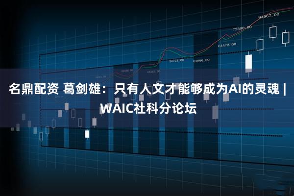 名鼎配资 葛剑雄：只有人文才能够成为AI的灵魂 | WAIC社科分论坛