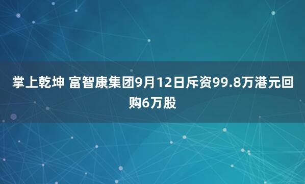 掌上乾坤 富智康集团9月12日斥资99.8万港元回购6万股